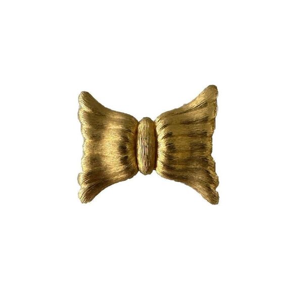 Monet Vintage Textured Matte Gold Tone Bow Brooch Pin - Picture 1 of 2